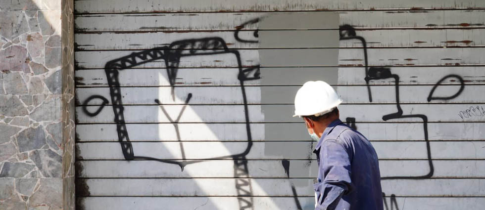Borran grafitis de la MS que salieron a la luz tras última movilización en el Centro