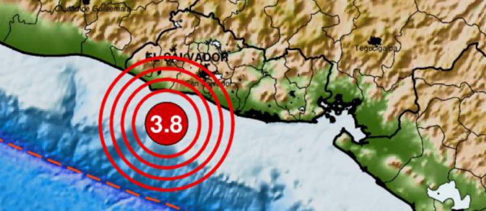 Sismo de 3.8 sacude parte de El Salvador sobre el final de la tarde del viernes