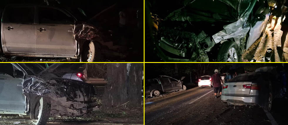 Invasión de carril causa múltiple accidente y deja cuatro lesionados en La Libertad