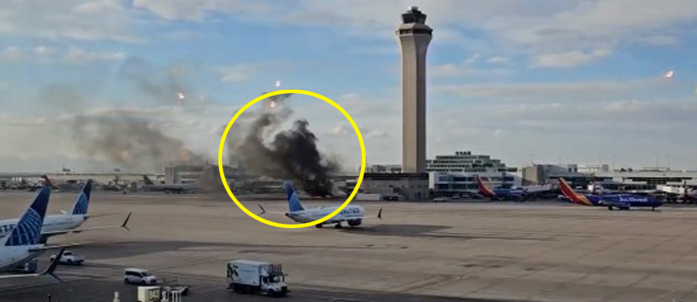 Avión se prende en llamas repentinamente en el aeropuerto de Denver