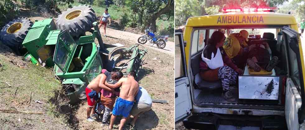 Tres personas lesionadas tras el vuelco de una cargadora