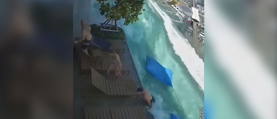 Publican nuevo video de cómo se vivió el terremoto en piscina en terraza de torre en Tailandia