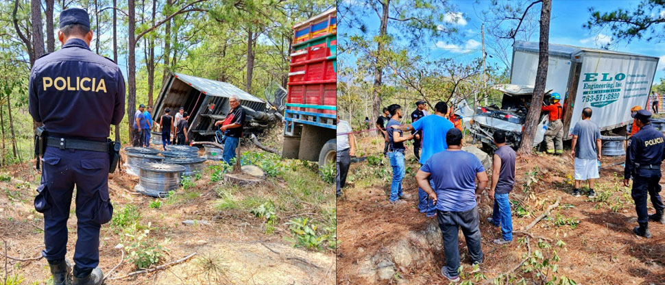 Conductor de camión pierde el control y se accidenta contra un árbol en Chalatenango