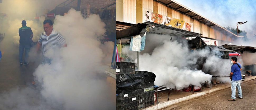 Jornada de fumigación en mercado municipal de Sonsonate