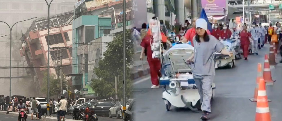 Médicos evacúan a pacientes por temor al colapso de hospital tras potente terremoto en Tailandia