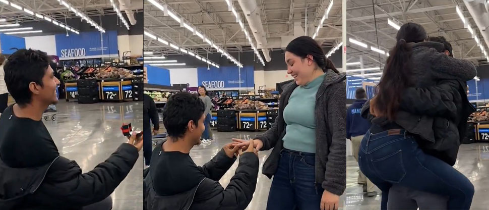 Pareja se vuelve viral porque hombre le pidió matrimonio a su novia en un supermercado
