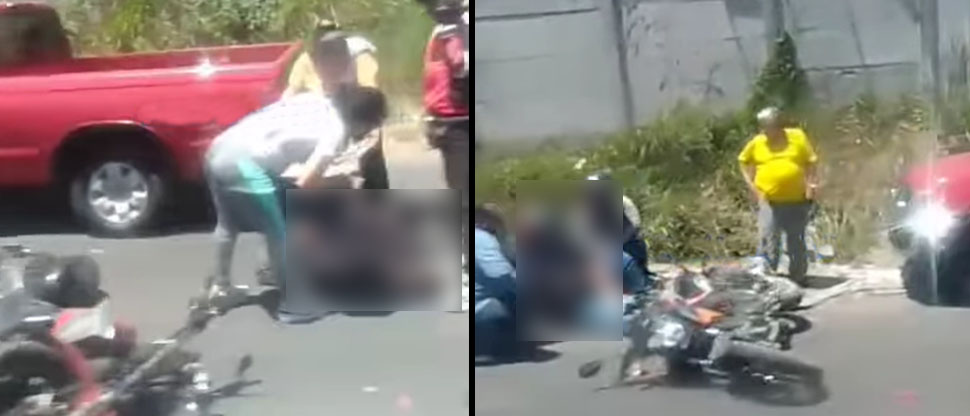 Dos hombres resultan lesionados tras fuerte choque entre dos motociclistas