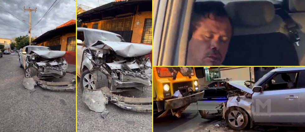Auto en sentido contrario choca contra camión y 03 de sus cuatro ocupantes huyen dejando a uno dormido