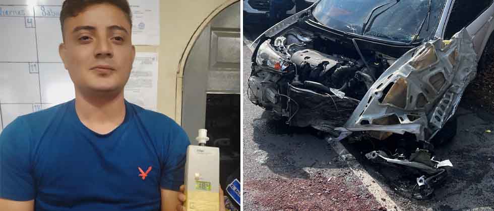 Detienen a joven ebrio que ocasionó aparatoso accidente en Morazán