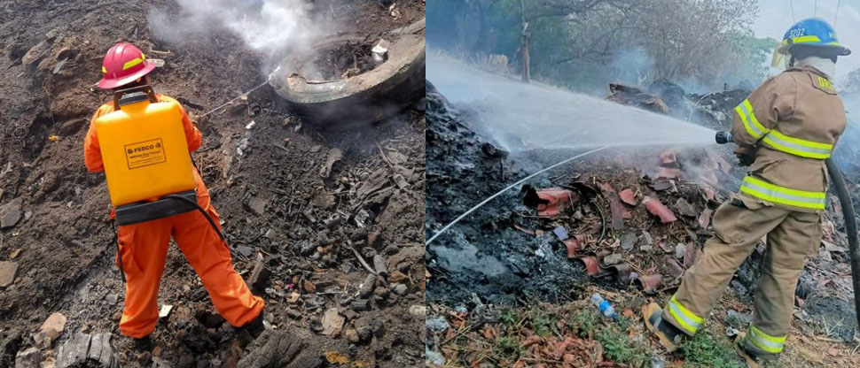 Bomberos sofoca incendio en un terreno baldío en la Santísima Trinidad