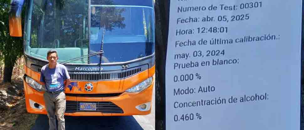 Detienen a busero borracho de la ruta 330 por manejar 460 grados de alcohol