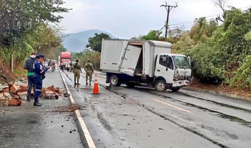 Conductor de camión y su acompañante resultan lesionados tras accidentarse sobre la Panamericana