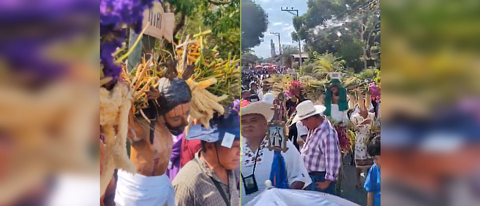 Comunidad indígena de Izalco participa en la tradicional procesión de Los Cristos