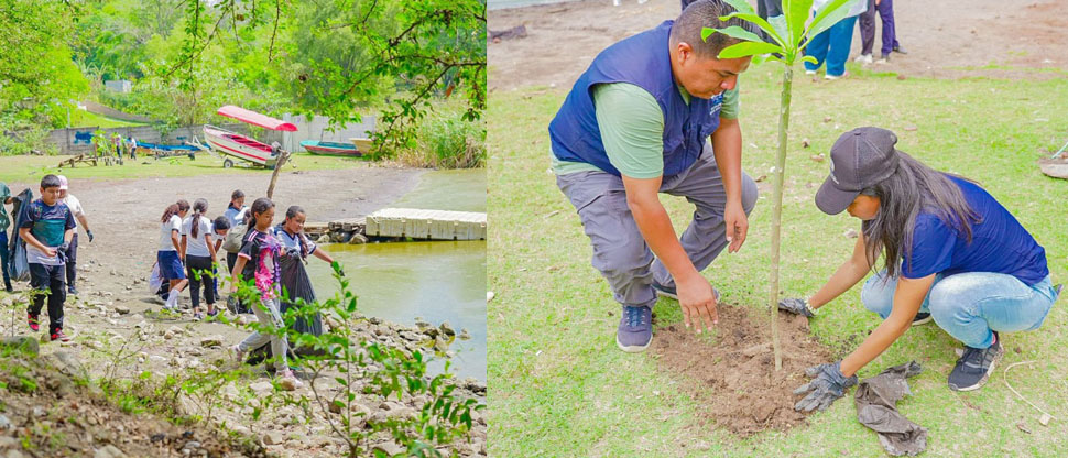 Realizan limpieza en lago de Coatepeque y laguna de Metapán