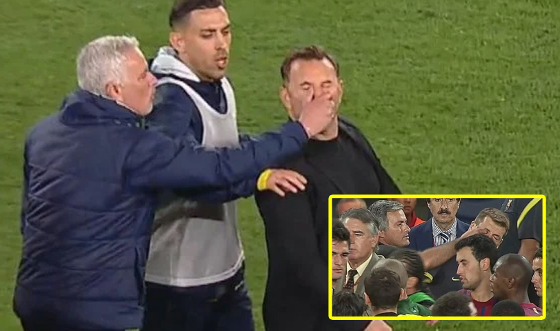 Lo vuelve a hacer: Mourinho agarró por la nariz al entrenador del Galatasaray durante el derbi de la liga Turca