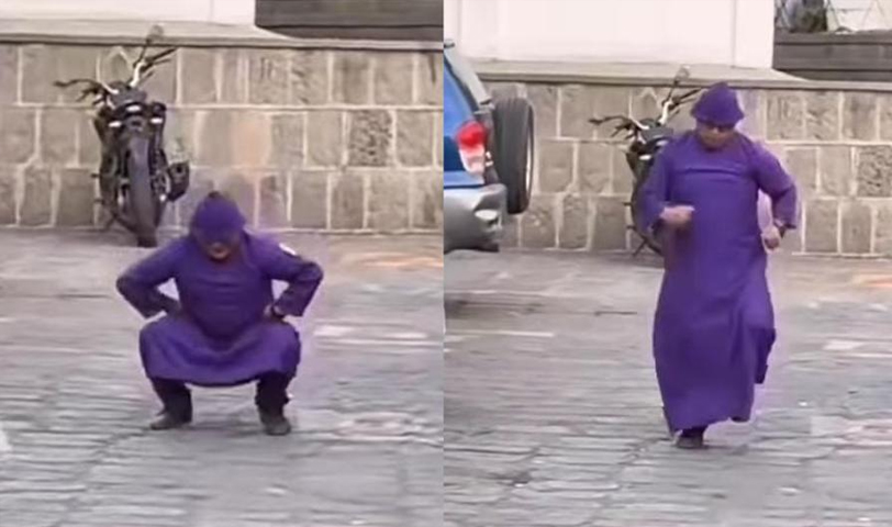 Captan a nazareno entrenando antes de cargar el anda del Jueves Santo