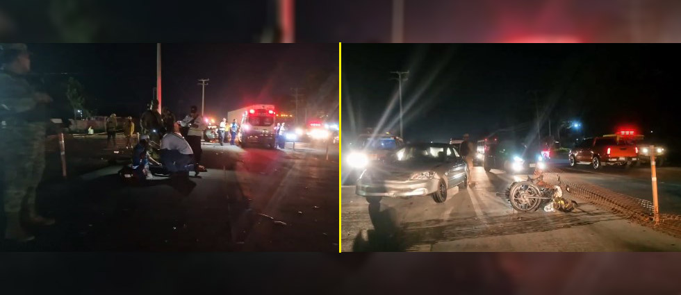 Varios lesionados tras múltiple siniestro vial que involucró tres autos y dos motocicletas