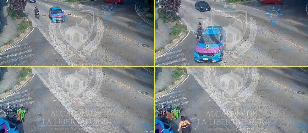 Cámaras captan otro accidente en Santa Tecla provocado por la imprudencia al volante