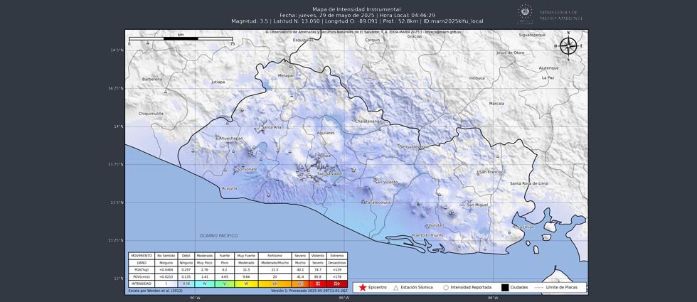 Sismo sacude gran parte de El Salvador a primera hora de este jueves
