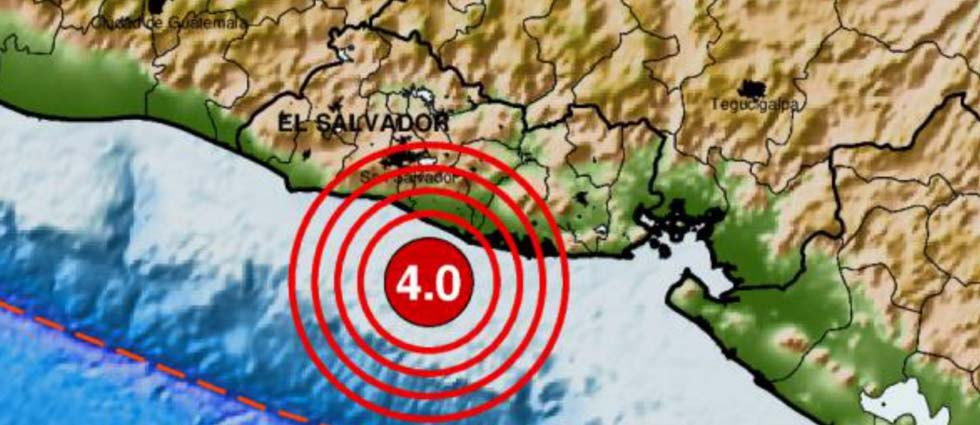 Sismo de 4.0 grados en la costa de La Paz sacude parte de El Salvador esta tarde de miércoles