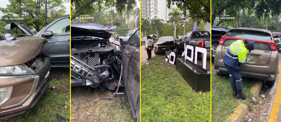 Conductor ebrio se estrella contra auto en exhibición en Antiguo Cuscatlán