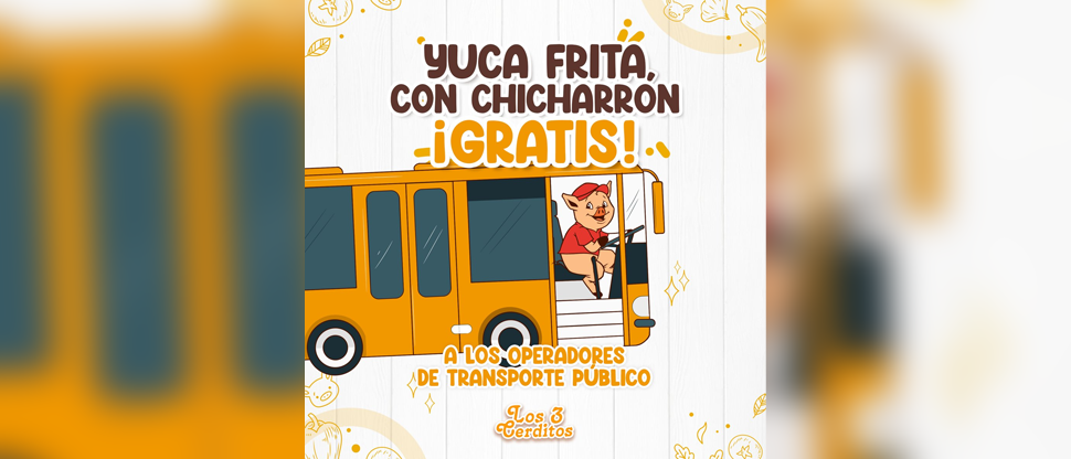 Popular restaurante regala yuca con chicharrones a empleados del transporte colectivo