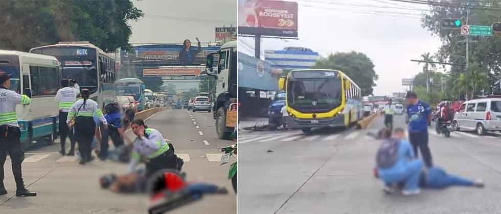 Motociclista y su acompañante resultan lesionados tras choque en la alameda Roosevelt