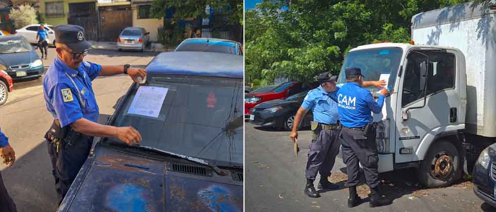 CAM realiza operativo de notificación a vehículos abandonados en residencial La Gloria