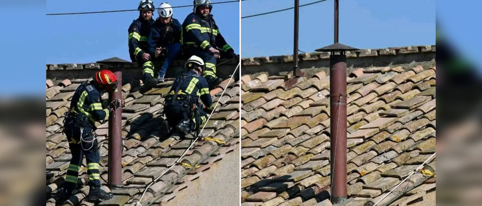 El Vaticano instala tradicional chimenea que anunciará al sucesor del papa Francisco