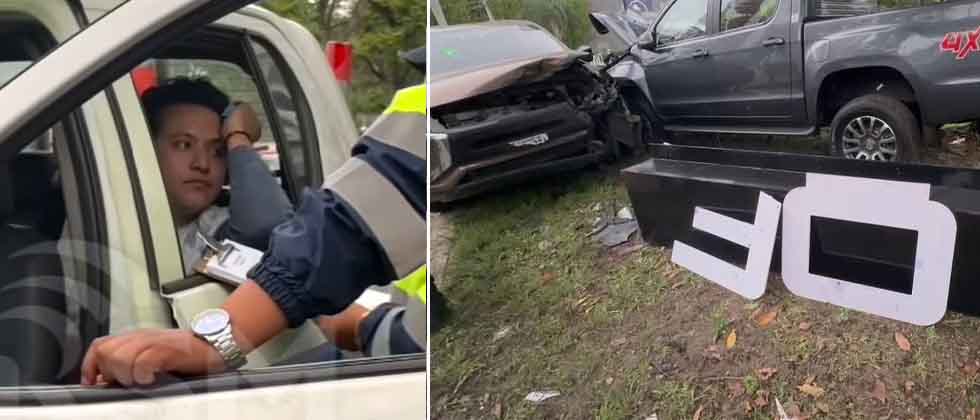 ¡Andaba bolo!: Detienen a joven de 23 años tras estrellarse contra un pick up en exhibición