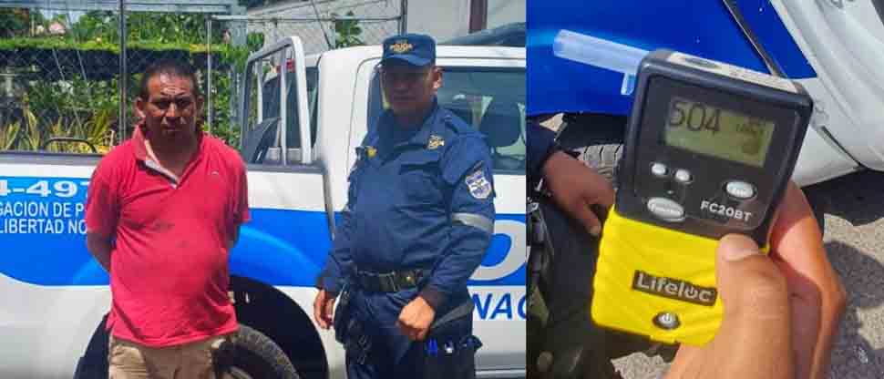 Arrestan a conductor borracho con 504 grados tras chocar contra bus de la ruta 109