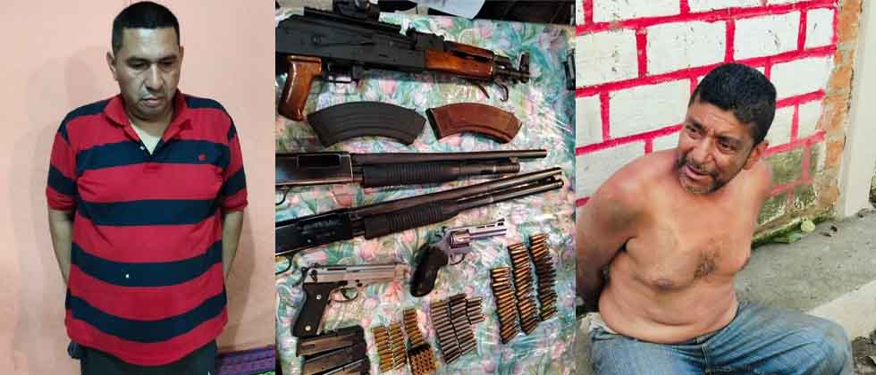 Capturan a dos sujetos con armas y droga tras operativo en San Miguel