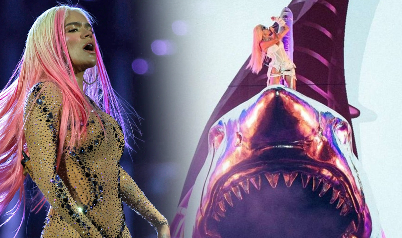 Karol G sorprende a su público al aparecer montada en enorme tiburón