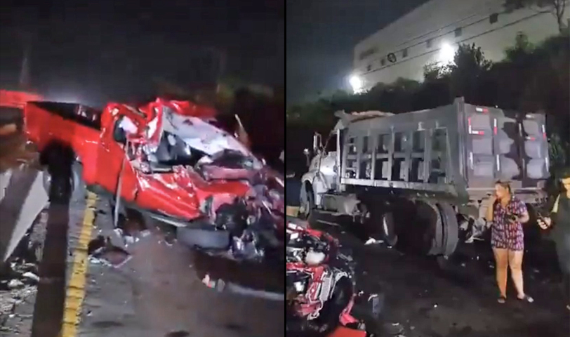 Pickup se estrella contra una volqueta sobre carretera a Quezaltepeque