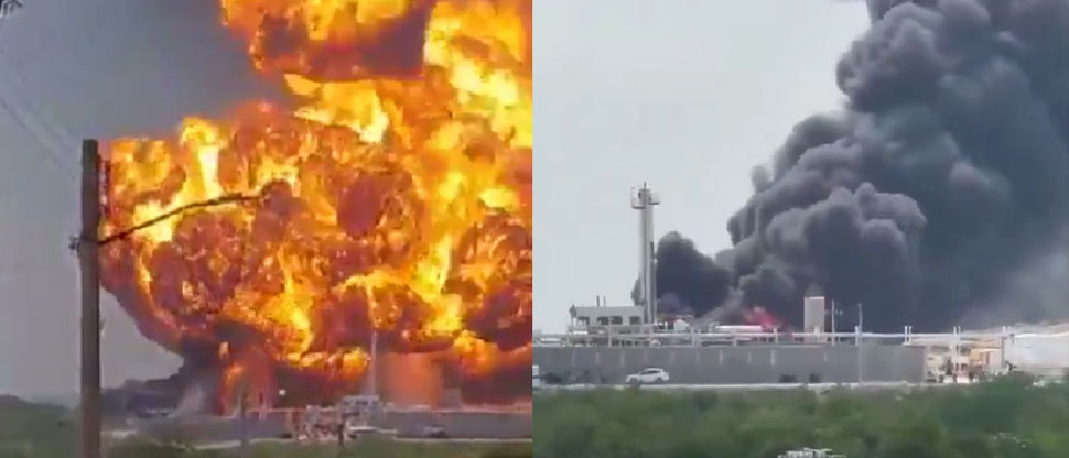 Fuerte explosión e incendio en planta de diésel en Nuevo León, México