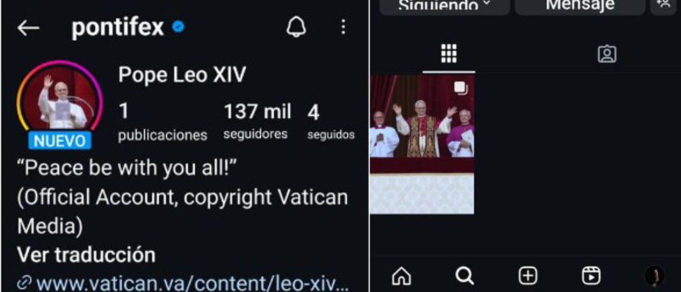 Papa León XIV se estrena en Instagram y “X”
