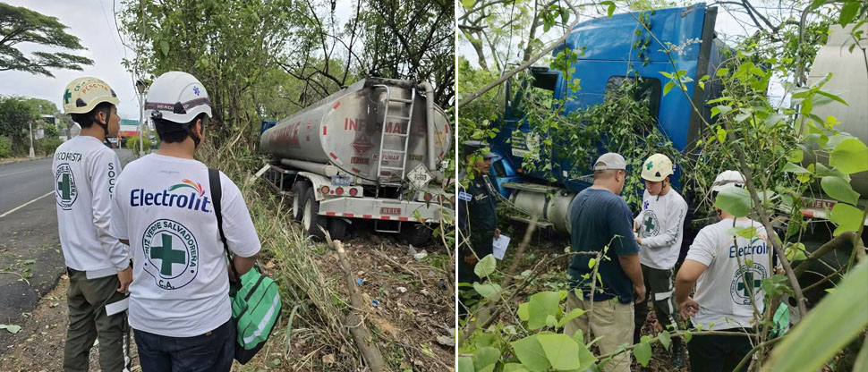 Pipa que transportaba combustible se accidenta en Santa Ana