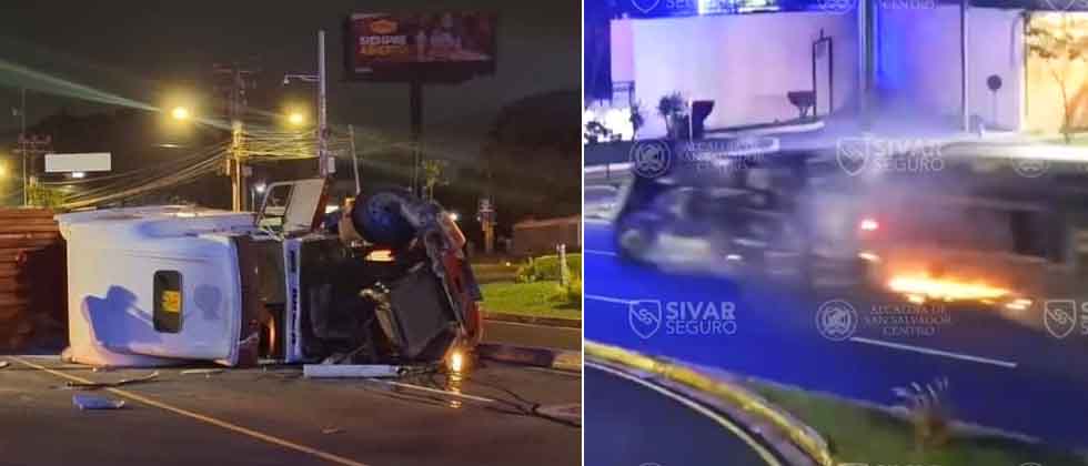 Así volcó la rastra en el bulevard Los Próceres esta madrugada