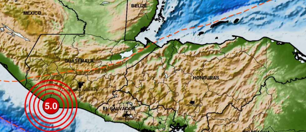 Sismo de 5.0 grados frente a costa de Guatemala también se percibe en parte de El Salvador esta madrugada