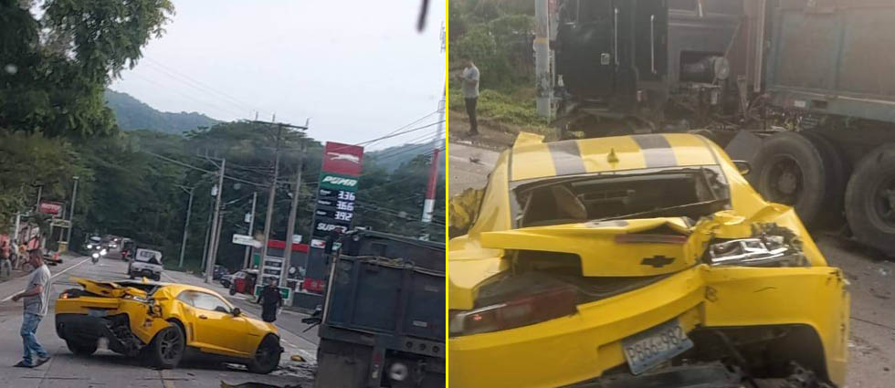 Vehículo deportivo y rastra colisionan en Santa Ana
