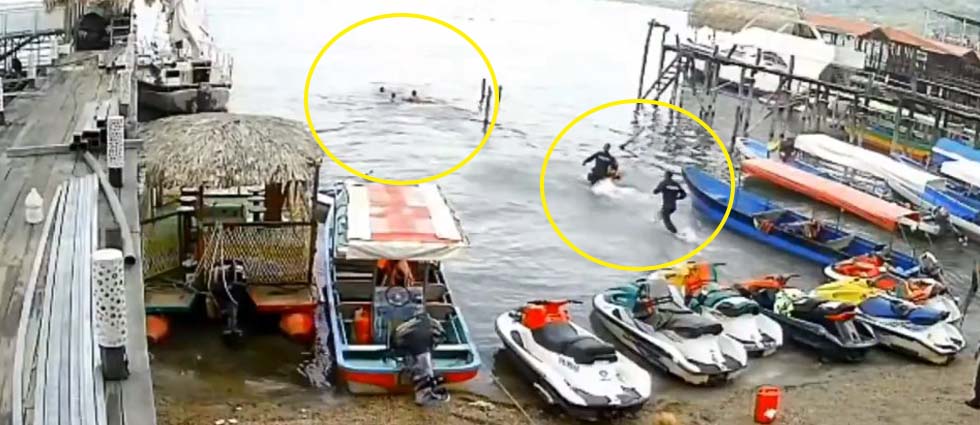 Policías rescatan a menores de edad que estaban a punto de ahogarse en lago de Coatepeque