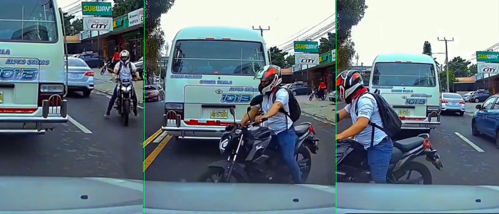En cuestión de segundos, motociclista comete varias infracciones en alameda Roosevelt