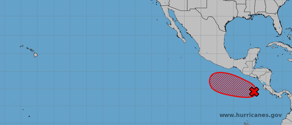Baja presión frente a la costa centroamericana se convertiría en depresión tropical esta semana