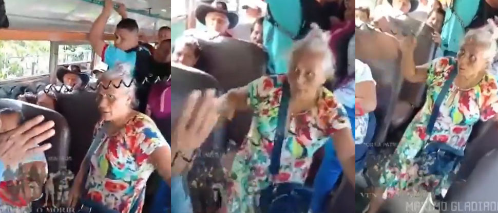 Abuela saca su cuchillo e intenta agredir a predicador en unidad de transporte