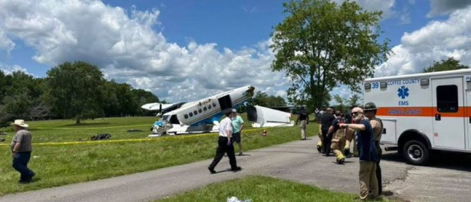 Avioneta con 20 tripulantes se estrella en Tennessee, Estados Unidos