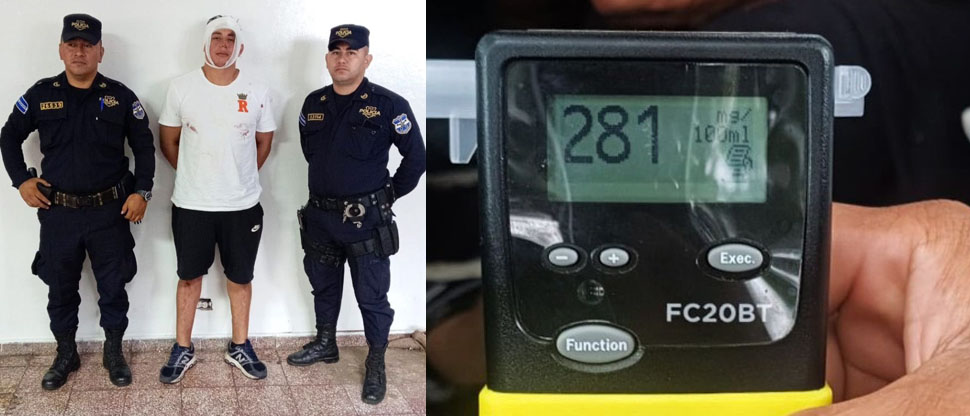 Hombre choca con un árbol por manejar en estado de ebriedad y es capturado por la PNC