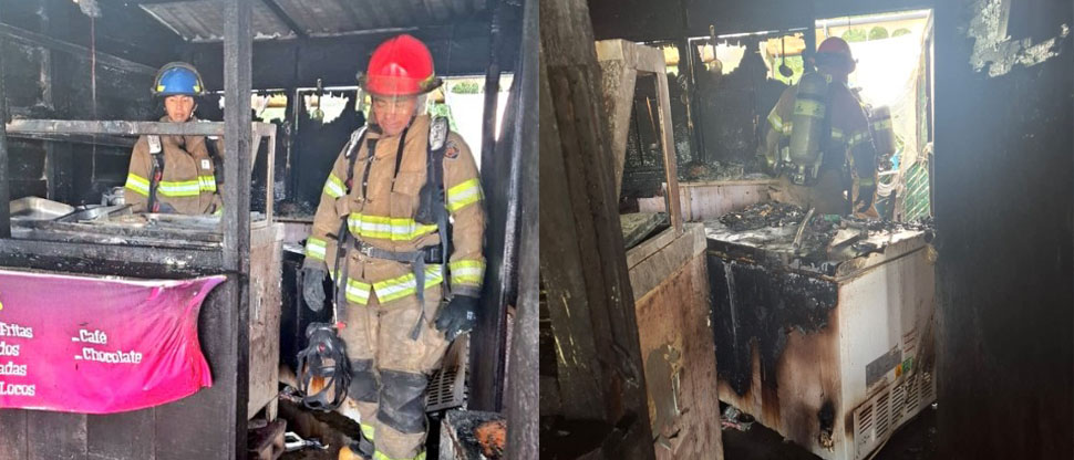 Bomberos controla incendio en puesto de comida ubicada en calle al Cerro Verde