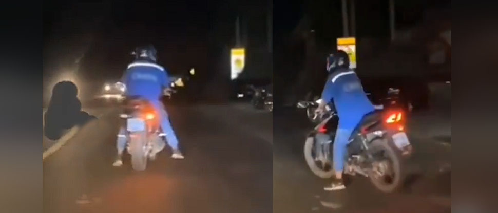 Captan a motociclista conduciendo de manera extraña en carretera Troncal del Norte
