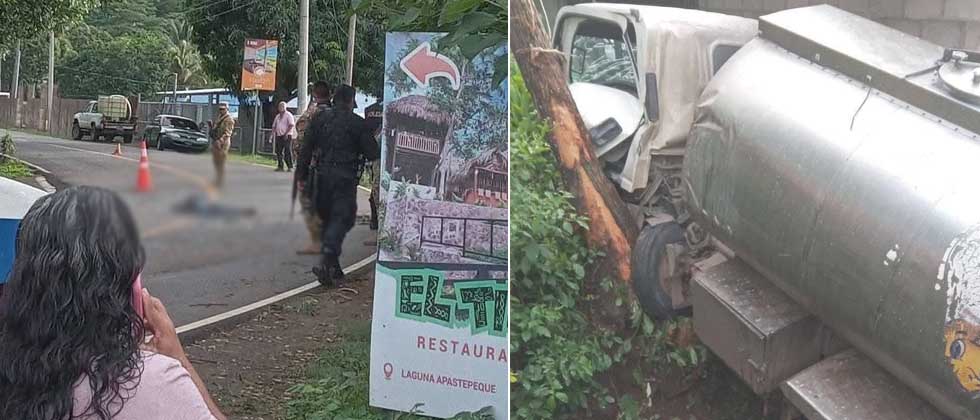 Motociclista pierde la vida tras ser embestido por una pipa en Apastepeque