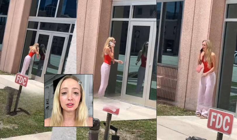 Influencer suplica frente a las oficinas de tiktok para que le devuelvan su cuenta suspendida